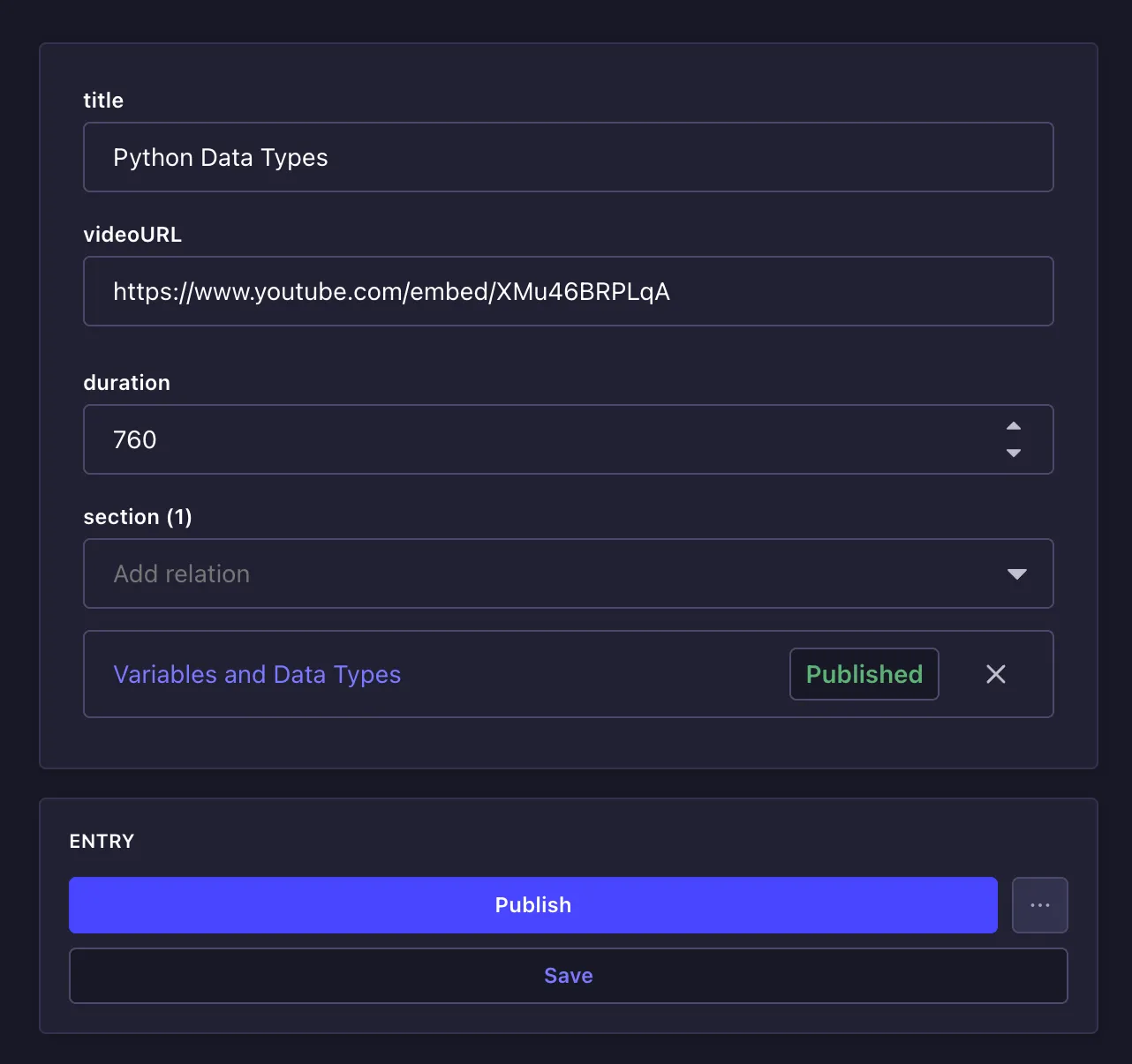 Create lecture entry