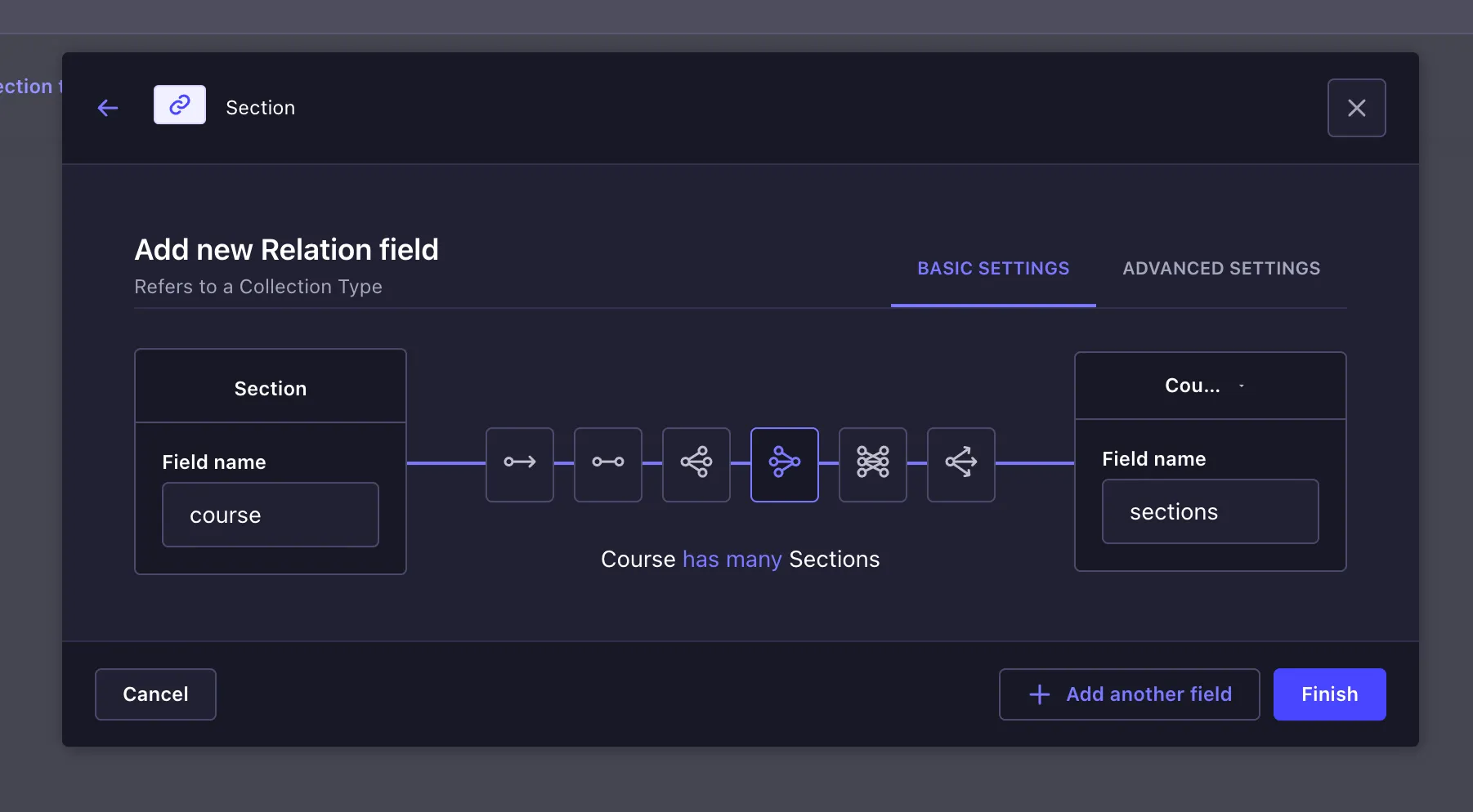 Course has many section
