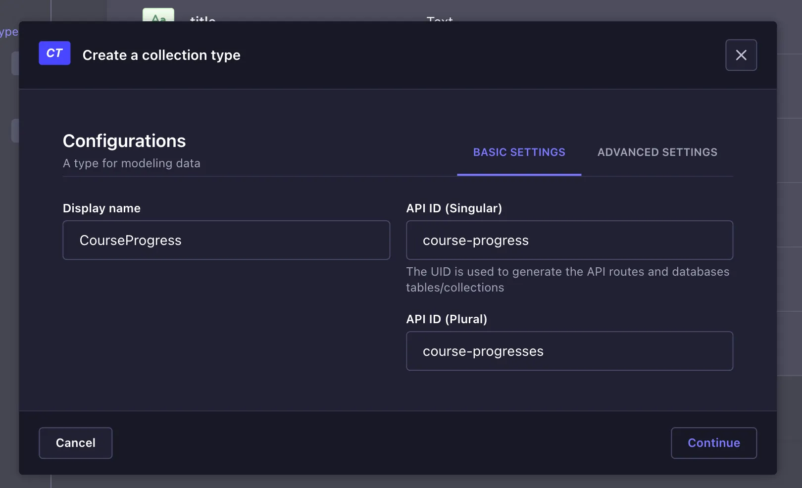 course progress collection
