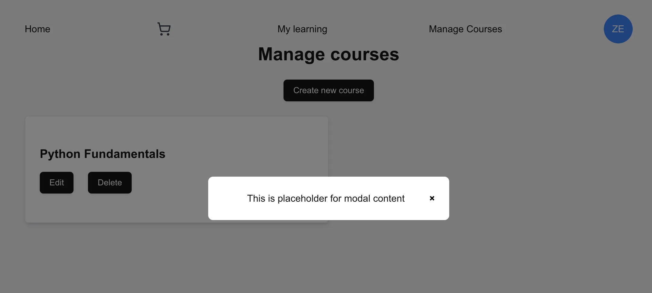 modal placeholder