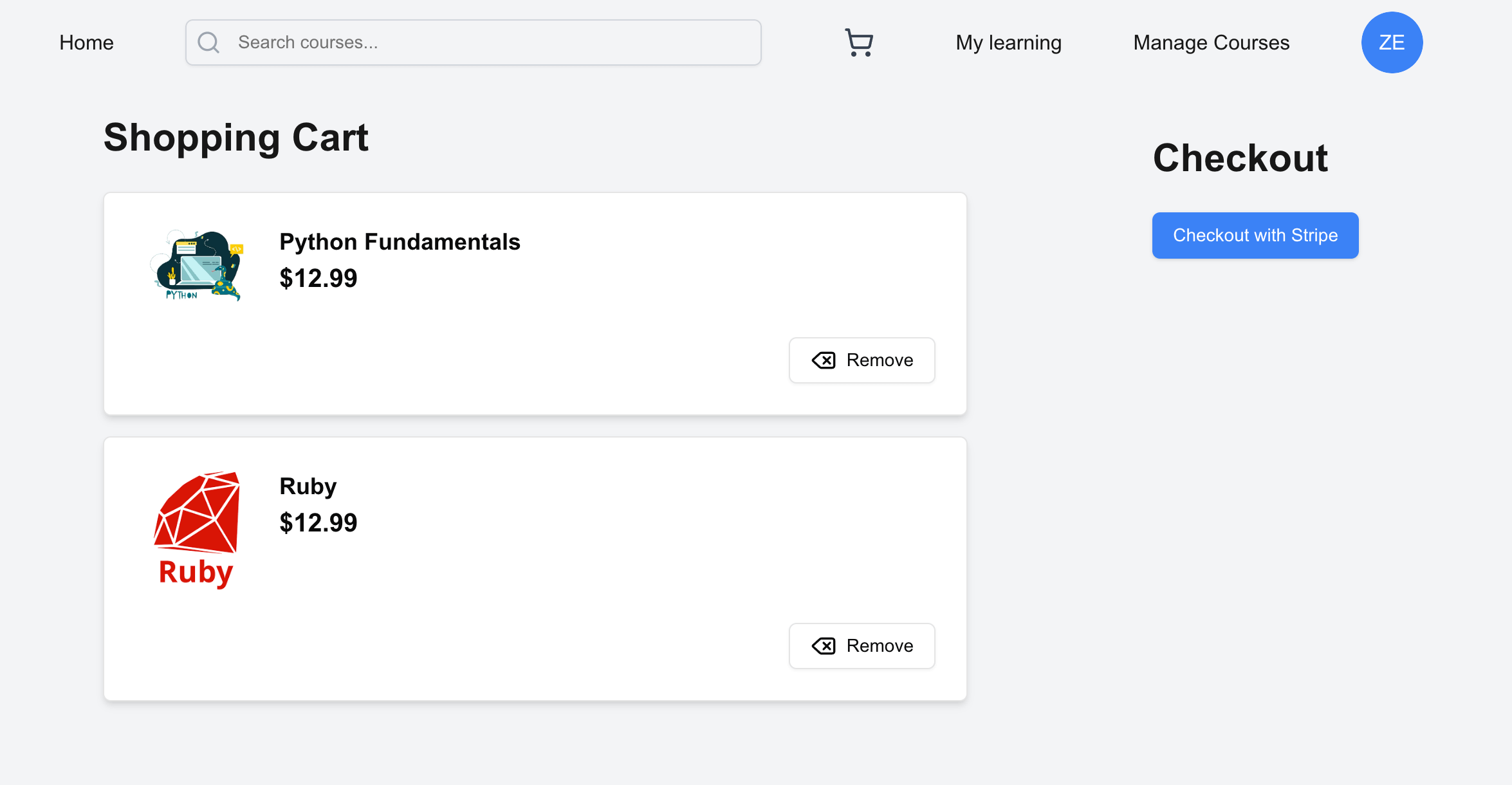 checkout button