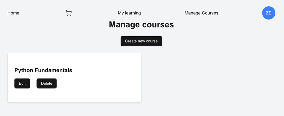 display & delete course