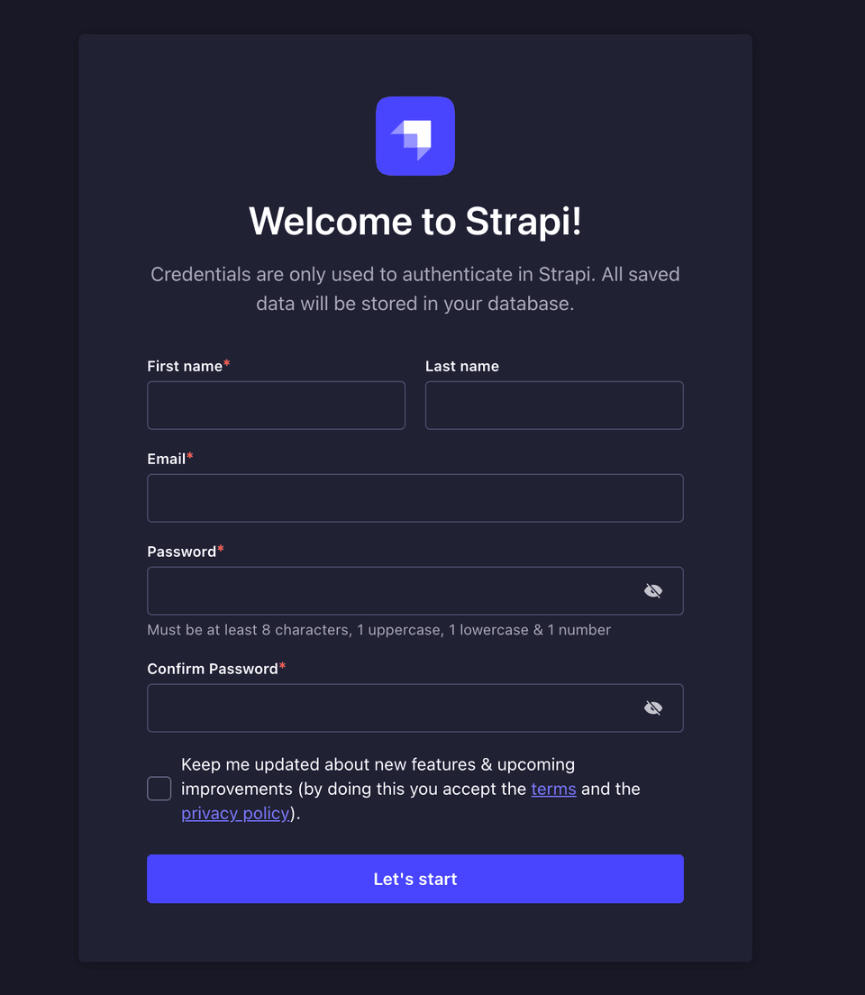 Strapi registration