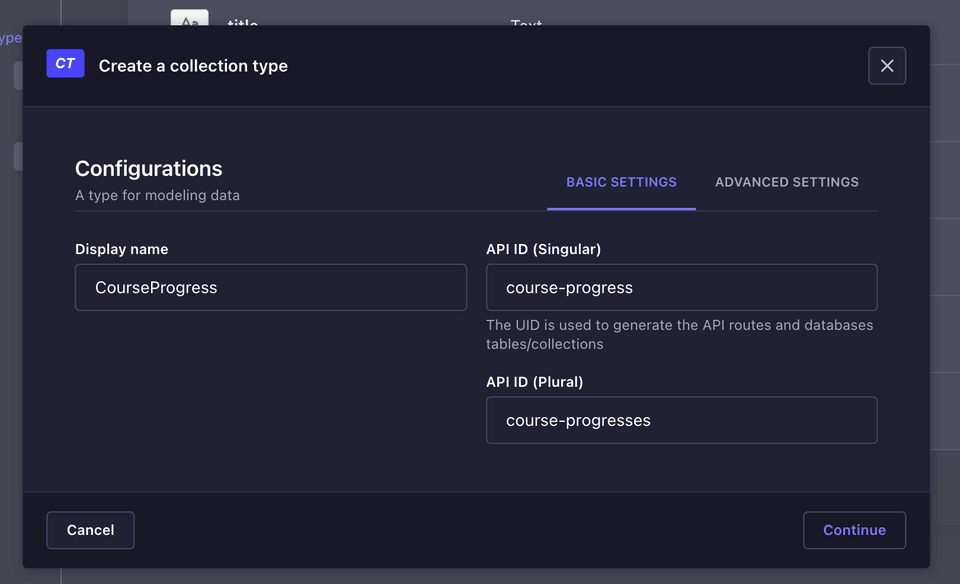 user course progress